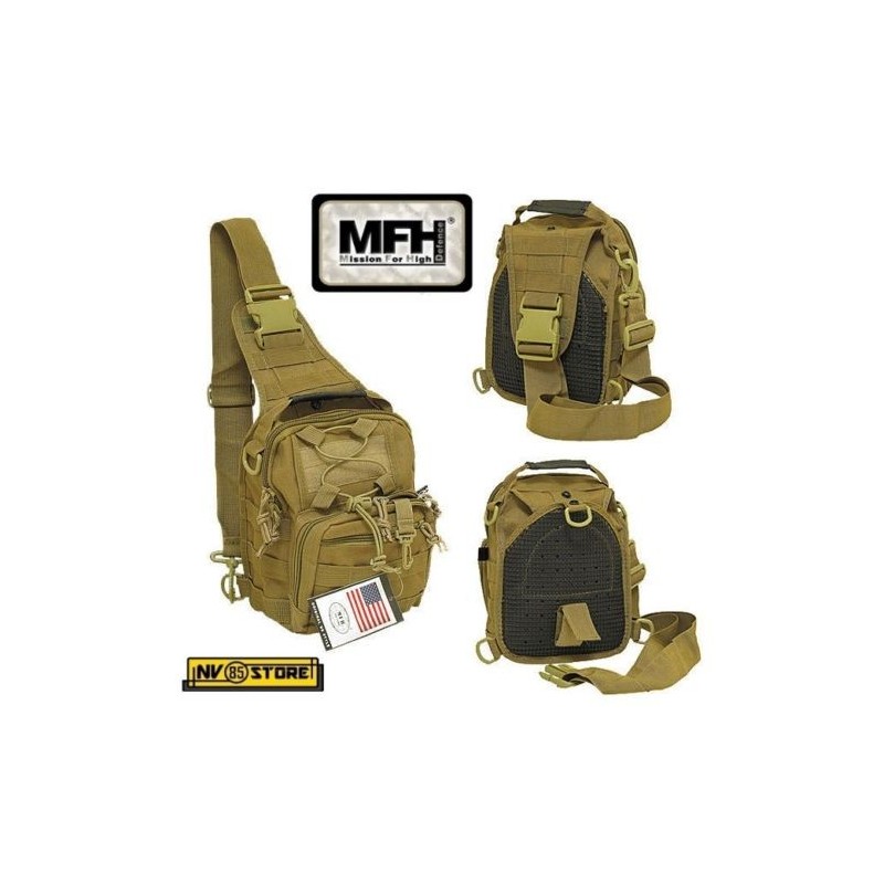 ZAINO TATTICO MONOSPALLA INCURSORE MFH CY TAN BACKPACK SOFTAIR SURVIVOR CAMPING