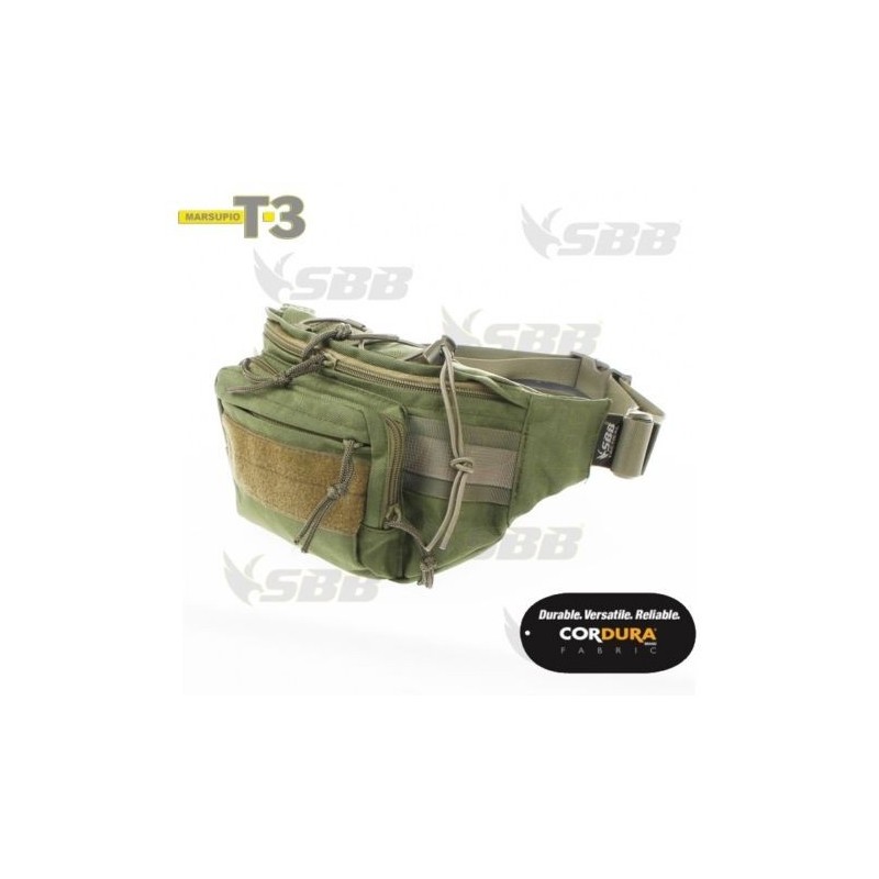 MARSUPIO VITA TRACOLLA SBB T3 in **VERA CORDURA** PORTA PISTOLA NERO MULTITASCHE