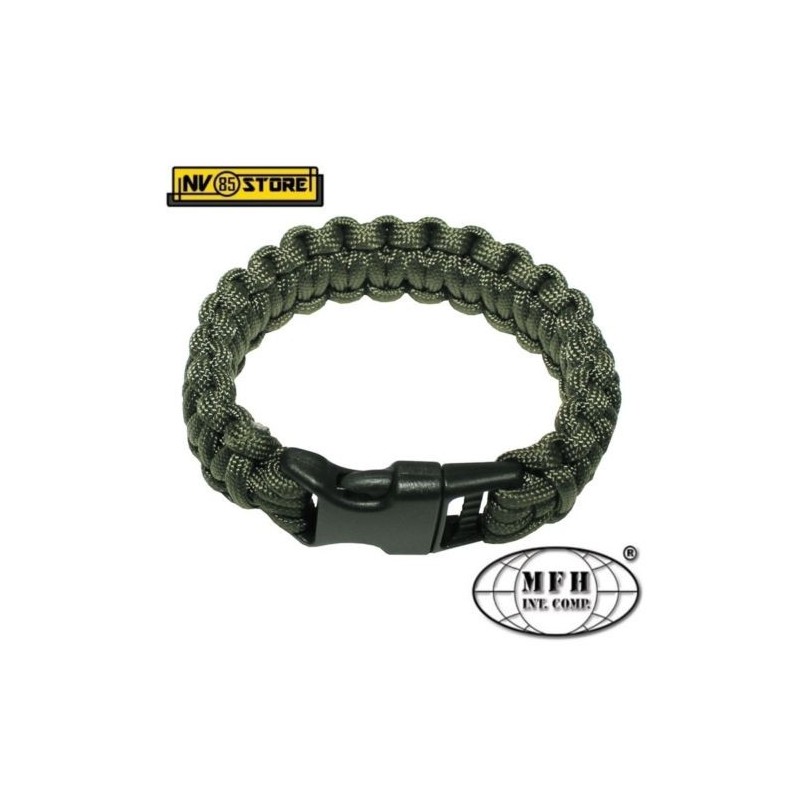 Bracciale Braccialetto PARACORD MFH 1,9 cm Treccia Lunghezza 21, 23, 25 cm Verde