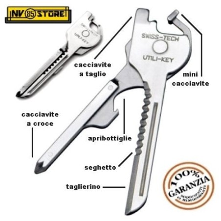 Multi Tool SWISS TECH Utili Key Portachiavi Multifunzione Multiuso 6 in 1