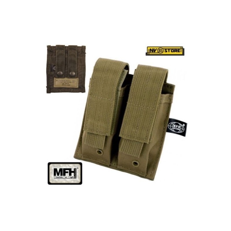 PORTACARICATORI PER PISTOLE DOPPIO 2 POSTI MFH M.O.L.L.E. SOFTAIR COYOTE TAN