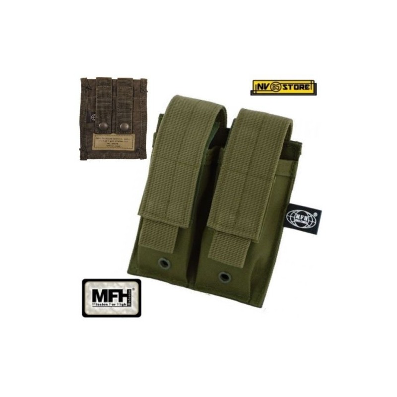 PORTACARICATORI PER PISTOLE DOPPIO 2 POSTI MFH M.O.L.L.E. SOFTAIR VERDE OD GREEN