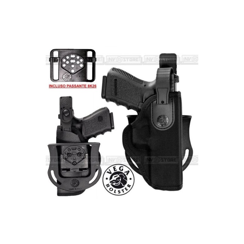 Fondina VEGA HOLSTER T2 per GLOCK 17-22 Cordura con Sicura e Supporti INCLUSI