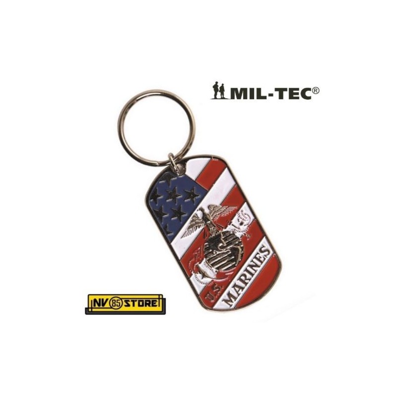 PORTACHIAVI MIL-TEC USMC MARINES DOG TAG KEY CHAIN METAL MILITARE AMERICANO USA