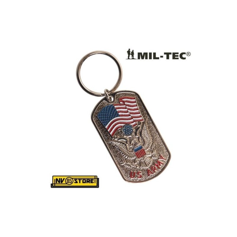 PORTACHIAVI MIL-TEC US ARMY DOG TAG KEY CHAIN METAL MILITARE AMERICANO USA
