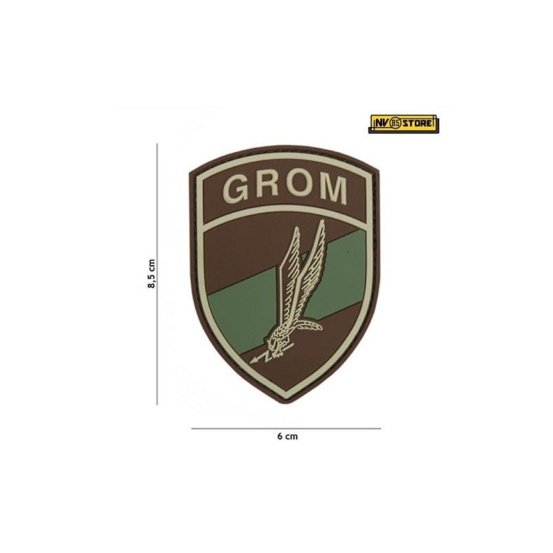 Patch in PVC Forze Speciali GROM 8,5 x 6 cm OD Militare Softair con Velcrogrip