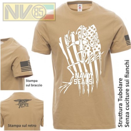 Maglia T-SHIRT Payper Militare NAVY SEALS FROGMEN Skull USA Maglietta Uomo BLU
