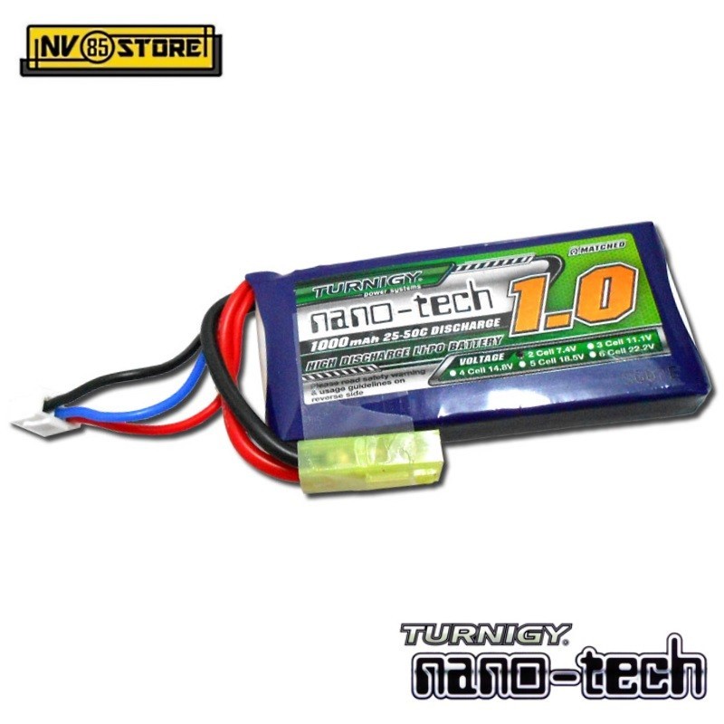 Batteria Lipo TURNIGY NANO TECH 7,4 V 1000 mAh 25-50C Tamiya per Fucili Softair
