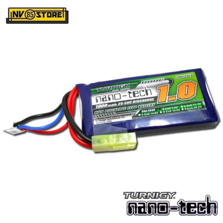 Batteria Lipo TURNIGY NANO TECH 7,4 V 1000 mAh 25-50C Tamiya per Fucili Softair