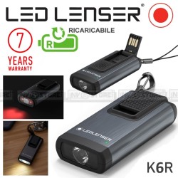 Mini Torcia Portachiavi LED LENSER Torch K6R RICARICABILE USB 400 Lumen 80 Metri