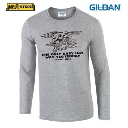 Maglia Manica Lunga GILDAN Navy Seals Marines G Maglietta STAMPA SERIGRAFICA